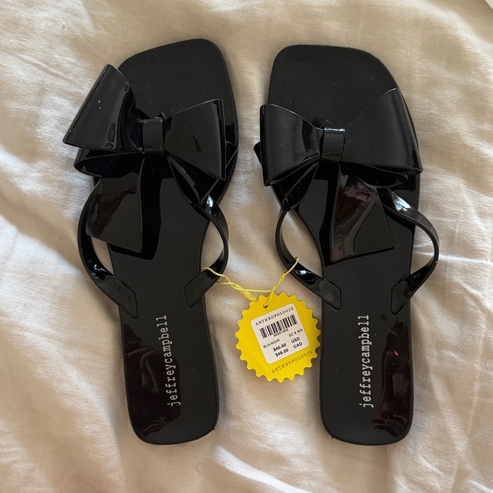 Jeffrey Campbell Glossy Black Bow Slides